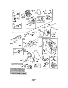 Cylinder/Crankshaft/Crankcase Diagram and Parts List for 126302-0776-E1C  Briggs and Stratton Engine